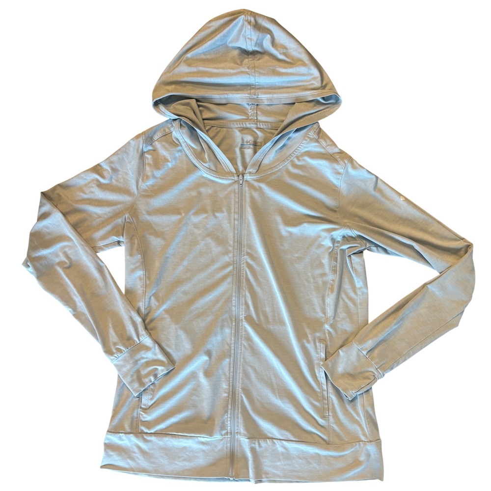 Columbia Womens Full Zip Hoodie Light Grey Lightweight Active Jacket M